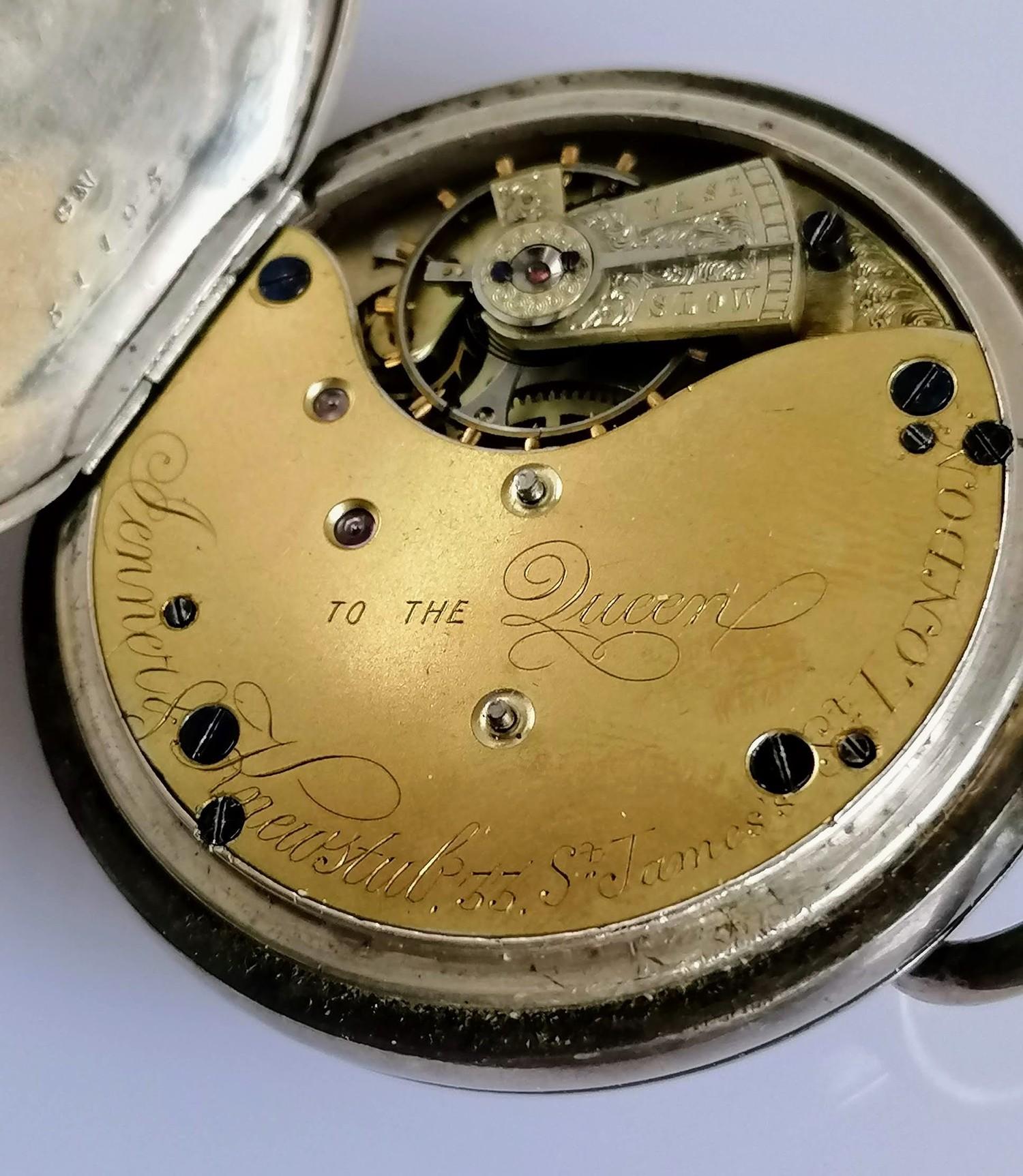 A Victorian silver-cased pocket watch, stem-wind, Roman numerals, subsidiary seconds hand missing, - Image 2 of 3