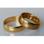 Two 9ct yellow gold wedding bands, sizes L, Q, hallmarked, both 5mm, 6.31g