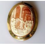 A 9ct gold-framed cameo brooch, 6 x 5 cm, hallmarked, 16.31g