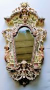 A late 19th Century Hugo Lonitz majolica wall mirror, impressed two fish mark and pattern number