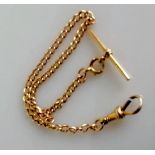 A 15ct gold Albert chain, stamped to bar and clasp, 25 cm, 12.78g