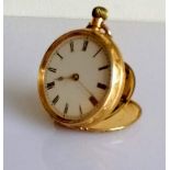 A late 19th century stem-wind French fob watch with embossed decoration, Helvetia 750 gold stamp