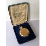 A George V 9ct gold-cased full-hunter pocket watch with engine turned design to cover, stem wind,