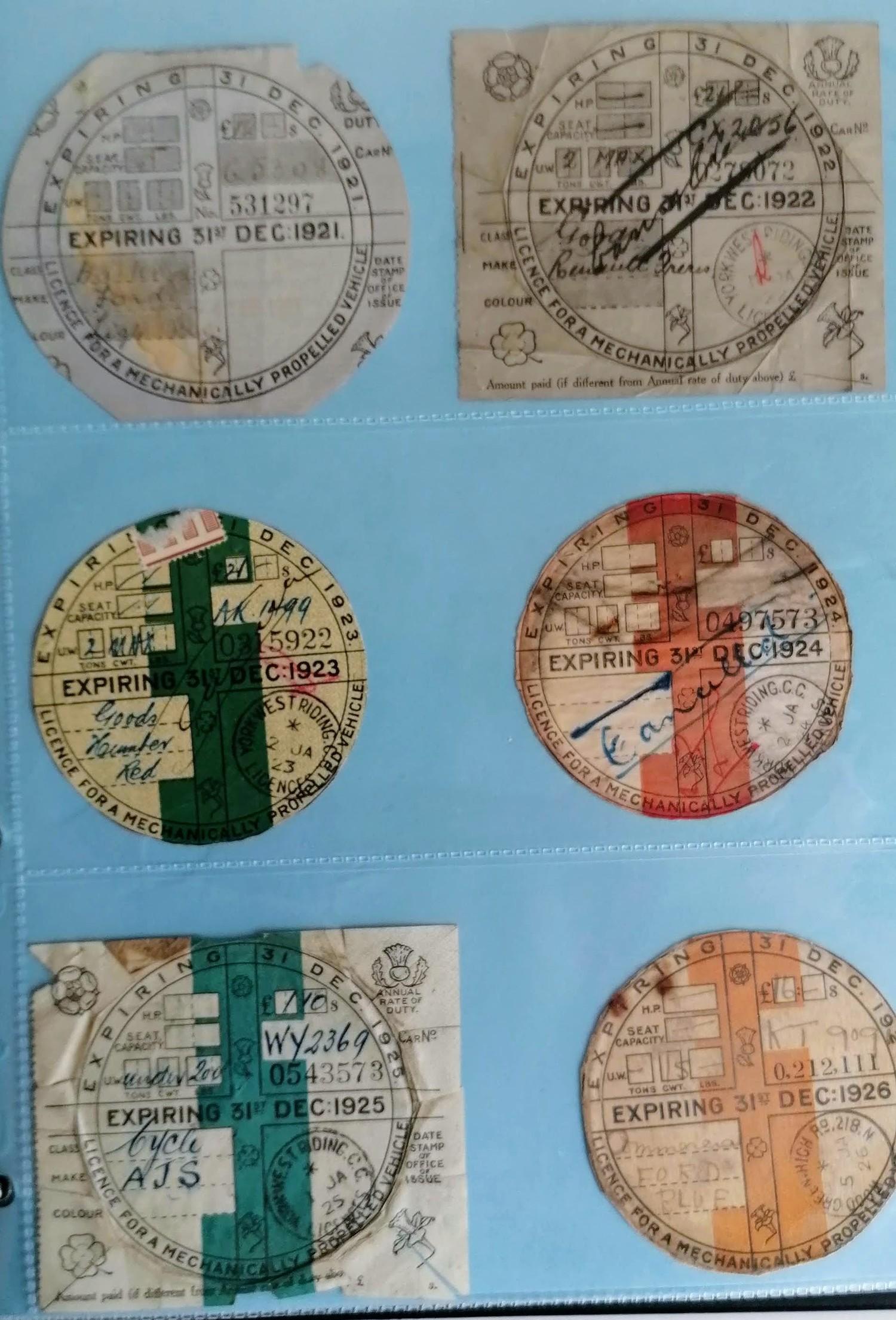 A unique and complete collection of over 5,023 original British vehicle Tax Discs from 1921 to 2015