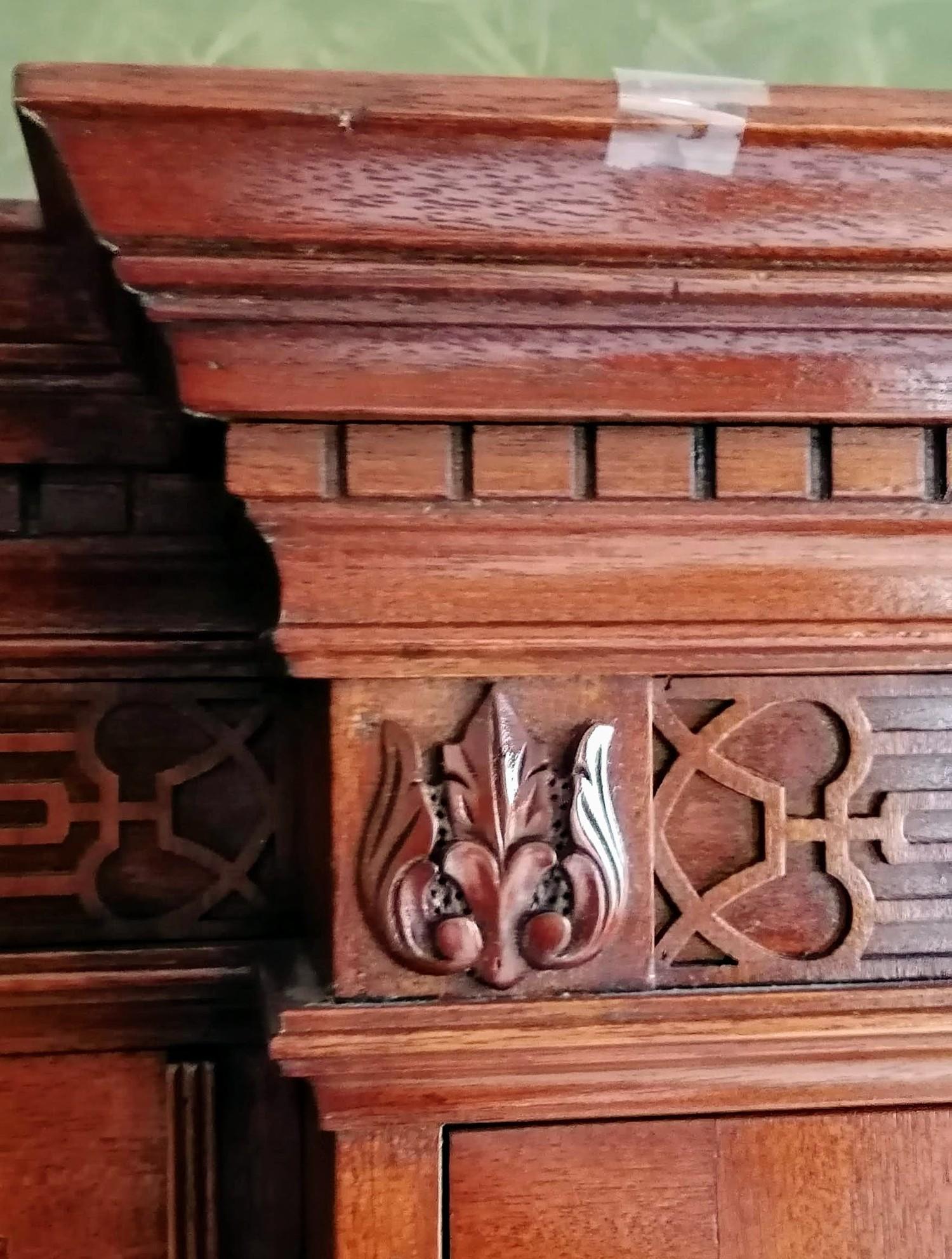 A Chippendale-style breakfront mahogany six-door bookcase with astragal front, blind carving to - Image 4 of 7