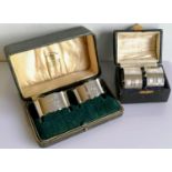 A pair of George V cased silver napkin rings with serrated edges by Samuel Walton Smith,