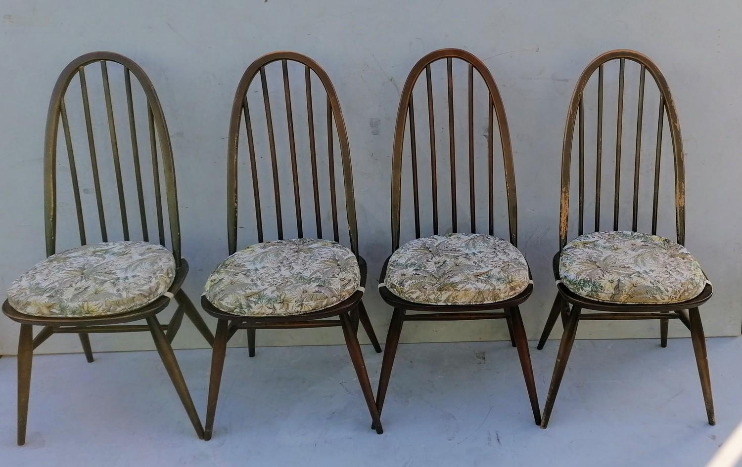 A set of six (4+2) Ercol blue label elm and beech spindle-back Quaker Windsor dining chairs, - Image 2 of 3