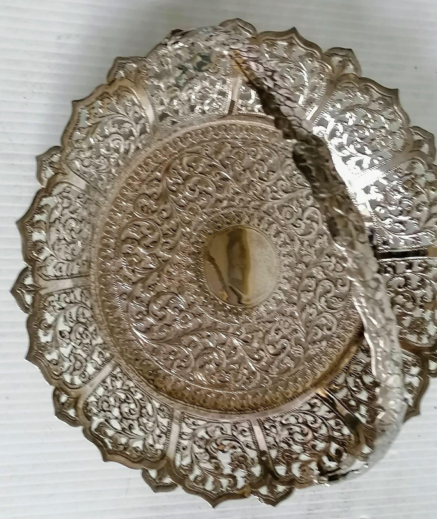 A colonial Indian silver two-handled sugar bowl, matching cream jug and tongs stamped silver and a - Image 4 of 6