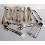 A selection of thirteen silver sugar tongs or nips, various dates/makers, all hallmarked and in good