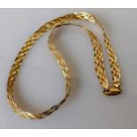 An Italian tri-colour gold woven necklace, 40 cm, hallmarked, 6.5g