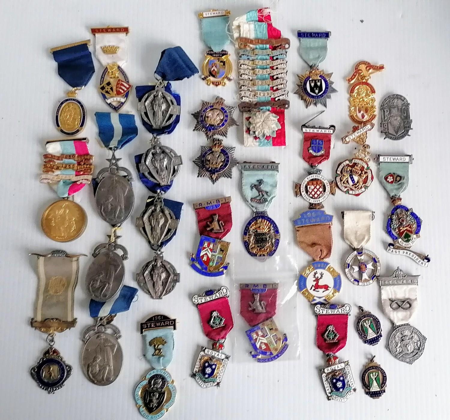 An assortment of Masonic medals/medallions relating to RMBI, RGIG, etc, many hallmarked silver.