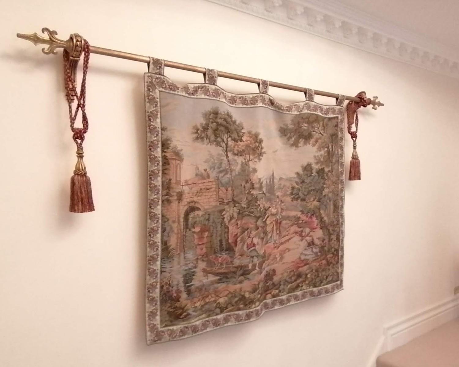 An Aubusson pastoral tapestry, probably mid-20th century, woven and silk-lined depicting an Arcadian - Image 5 of 5