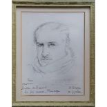 Andre Dunoyer de Segonzac (1884-1974), A self portrait sketch (print) signed with dedication, one