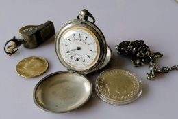A Billodes Swiss .800 silver-cased full-hunter pocket watch, signed K. Serkisoff & Co,