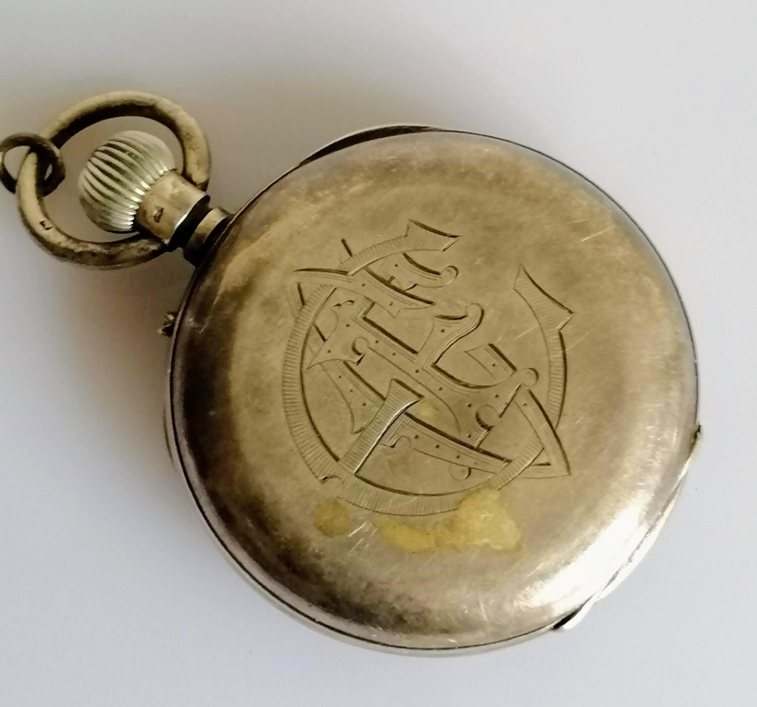 A Victorian silver-cased pocket watch, stem-wind, Roman numerals, subsidiary seconds hand missing, - Image 3 of 3