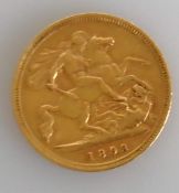 A Victorian gold half sovereign, 1893