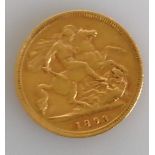 A Victorian gold half sovereign, 1893