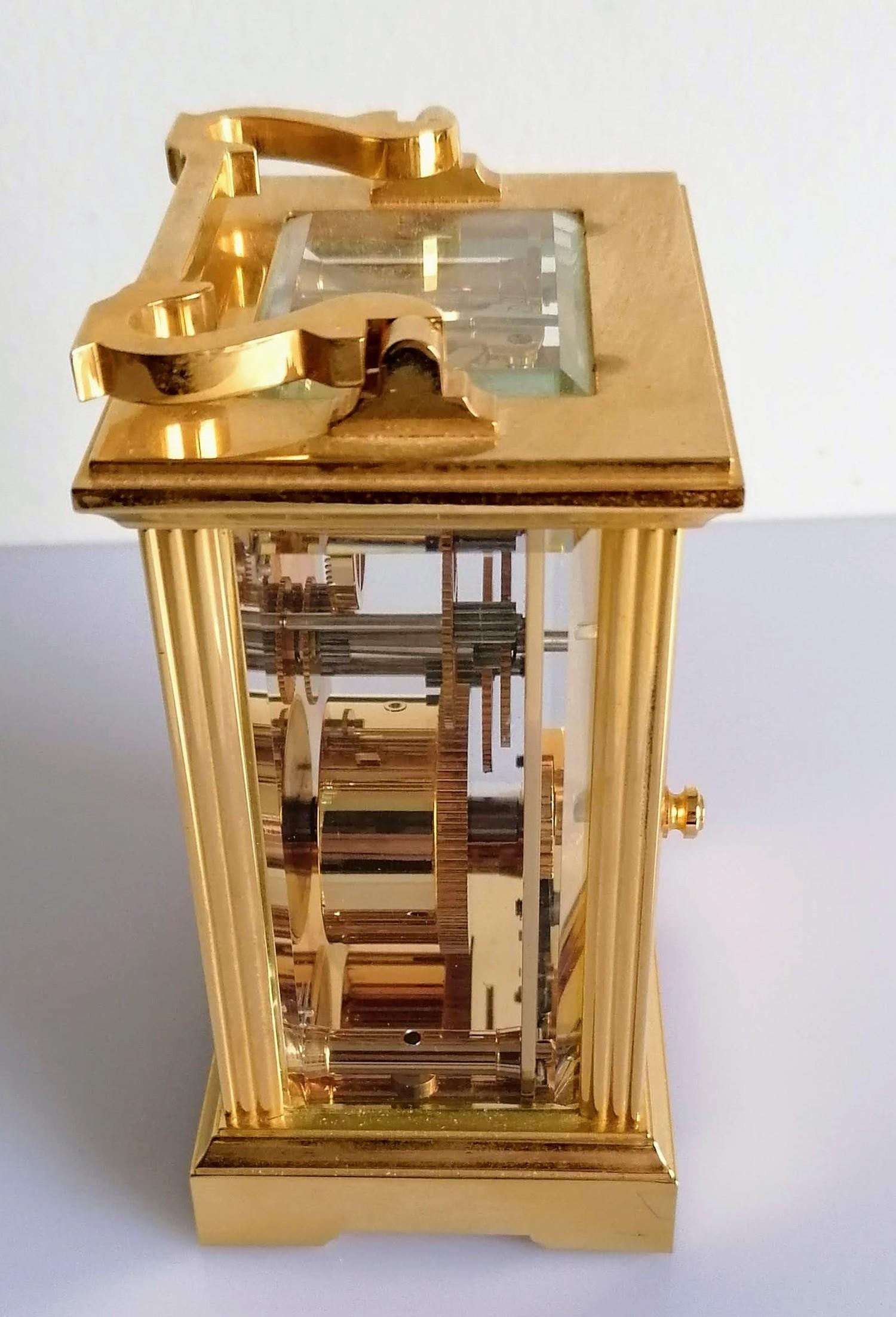 A Mappin & Webb brass carriage clock, in working order, 15 cm H, including handle - Image 3 of 3