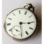 A Victorian silver-cased chain fusee lever pocket watch, key-wind with subsidiary seconds hand,
