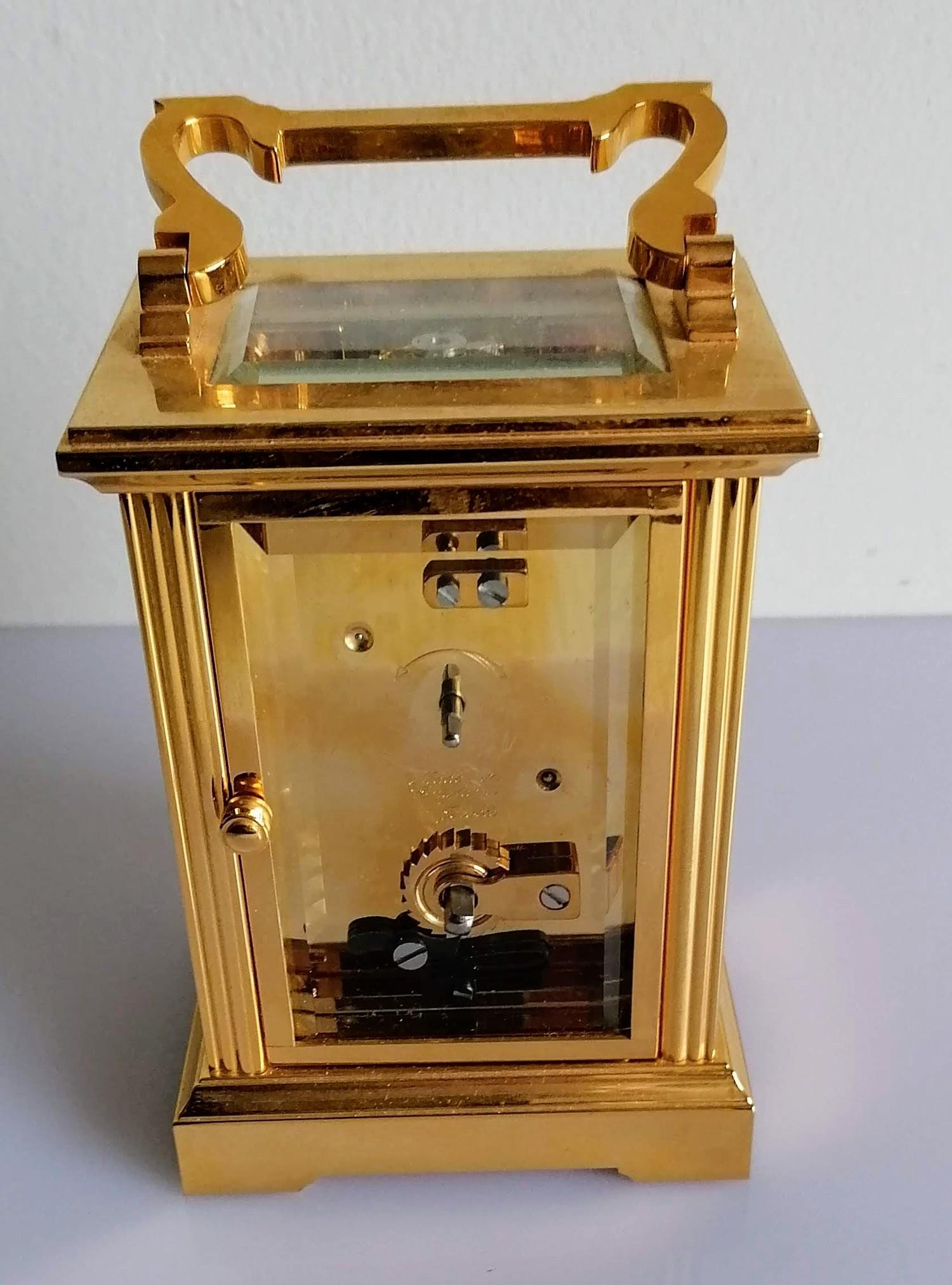 A Mappin & Webb brass carriage clock, in working order, 15 cm H, including handle - Image 2 of 3