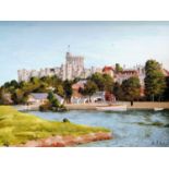 Jas R Richardson, VIEW OF WINDSOR CASTLE, oil on board, framed and signed, 45 x 75 cm