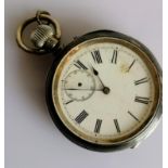 A Victorian silver-cased pocket watch, stem-wind, Roman numerals, subsidiary seconds hand missing,