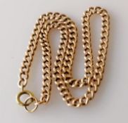 A Victorian rose gold curb-link chain, stamped 9ct, with later yellow gold bolt clasp also stamped