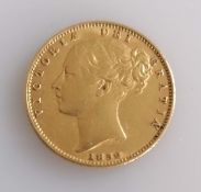 An early Victorian gold full sovereign, 1852