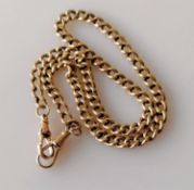 A vintage rose gold curb-link chain with twin swivel clasps, each stamped 9kt, every link stamped