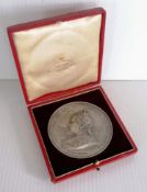 A Spink cased British 1897 Victoria Diamond Jubilee copper-nickel medal by F Bowcher, 76mm