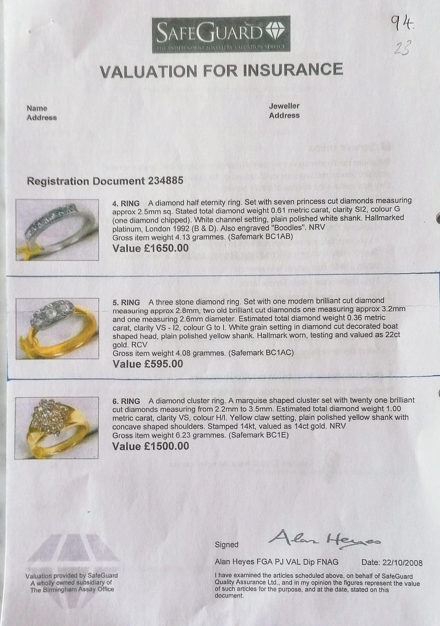 A three-stone pave-set diamond ring comprising three brilliant-cut diamonds, one measuring - Image 4 of 4