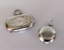 An Edwardian silver double sovereign holder with etched seaweed decoration, initialled, maker's mark