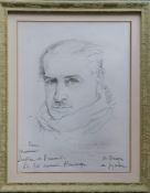 Andre Dunoyer de Segonzac (1884-1974), A self-portrait sketch (print) signed with dedication, one