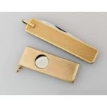 A mid-century GOFA patent, 9ct gold-cased cigar cutter with engine turned decoration, import