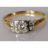 An Art Deco illusion-set diamond ring on a platinum setting and 18ct yellow gold shank, size R, 2.