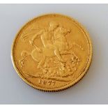 A Victorian gold full sovereign, 1877