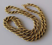 An Italian-style vintage fancy rope-twist bi-gold ladies necklace, stamped 750/18k, 72 cm, 43.47g