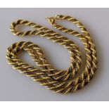 An Italian-style vintage fancy rope-twist bi-gold ladies necklace, stamped 750/18k, 72 cm, 43.47g