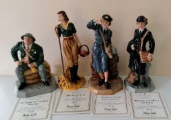 A Royal Doulton H4555 Air Raid Precaution Warden 187/2,500, 18 cm H; The Land Girl, HN 4361, 1421/