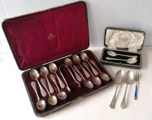 A Victorian cased (structurally good, poor cosmetically) set of twelve Victorian coffee spoons and