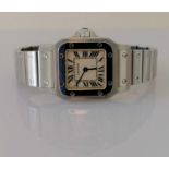 A ladies Cartier Santos Galbee 1565 W20056D6 small stainless steel bracelet watch, screwed bezel,
