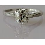 A certified solitaire old European-cut diamond ring measuring 1.24ct, estimated colour/clarity G-