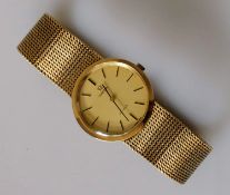 An Omega De Ville 9ct gold manual gentleman's mesh bracelet watch, c.1971, movement no. 33434145,