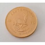 A South African 1 oz Krugerrand, 1980