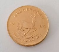 A South African 1 oz Krugerrand, 1980