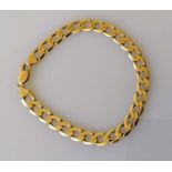 A 9ct yellow gold flat curb-link bracelet with lobster clasp, hallmarked, 20 cm, 11.72g, clasp good