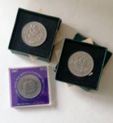 Two Festival of Britain silver crowns and one wedding crown 1947-1972 (3)