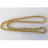 A 9ct yellow gold rope-twist choker chain, 39 cm, import hallmarks, 8.77g, clasp good