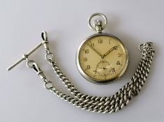 A WW2 Doxa pocket watch with Arabic numerals and subsidiary seconds hand, Swiss mechanism, in