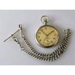 A WW2 Doxa pocket watch with Arabic numerals and subsidiary seconds hand, Swiss mechanism, in